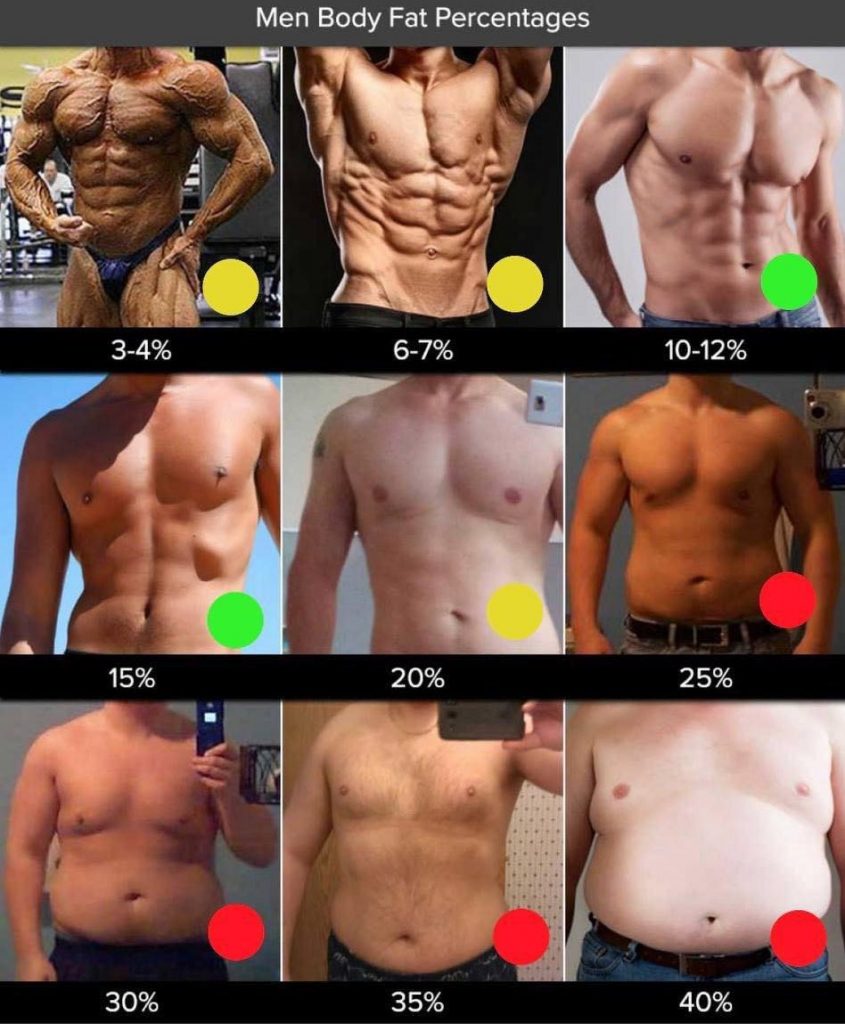 Men body fat percentages